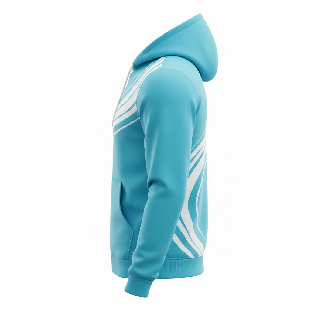 Custom Soccer Full Zip Hoodie - White - Fullzip Aqua Wave - Side View - Kinexa Sportswear