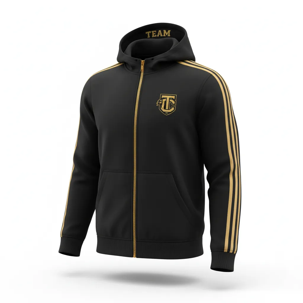 Custom Soccer Full Zip Hoodie - Black, Gold - Fullzip Vegas Racing - Front View - Kinexa Sportswear