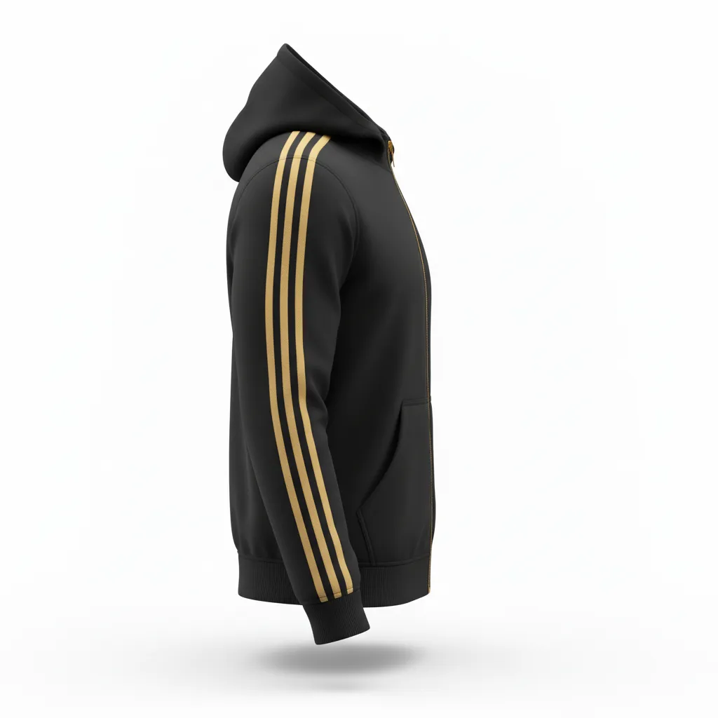 Custom Soccer Full Zip Hoodie - Black, Gold - Fullzip Vegas Racing - Side View - Kinexa Sportswear