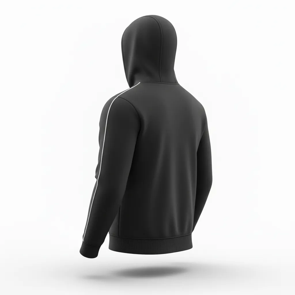 Custom Soccer Full Zip Hoodie - Black, White - Fullzip Minimalist - Back View - Kinexa Sportswear