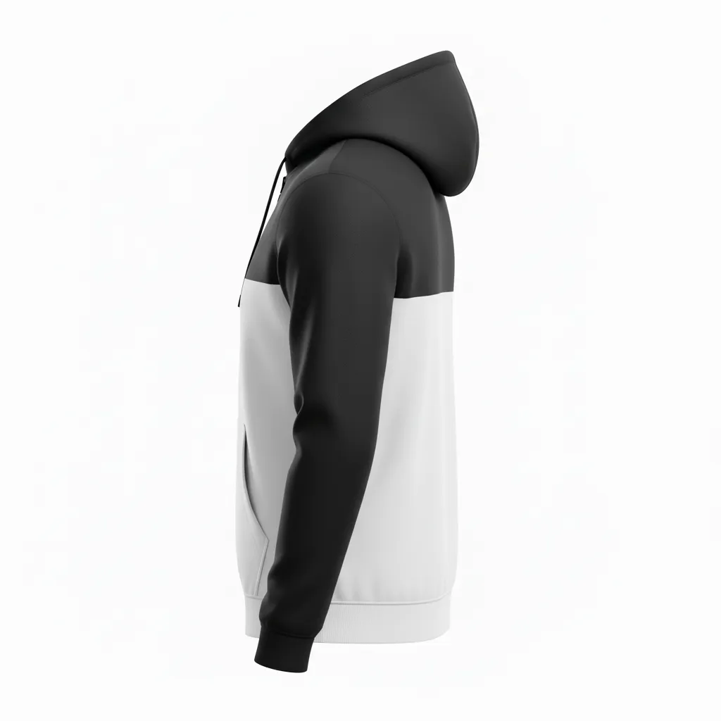 Custom Soccer Full Zip Hoodie - Black, White - Fullzip Split - Back View - Kinexa Sportswear