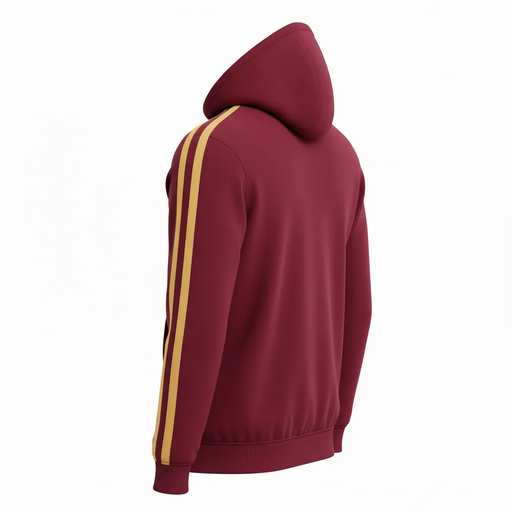 Custom Soccer Full Zip Hoodie - Burgundy, Gold - Fullzip Classic - Back View - Kinexa Sportswear