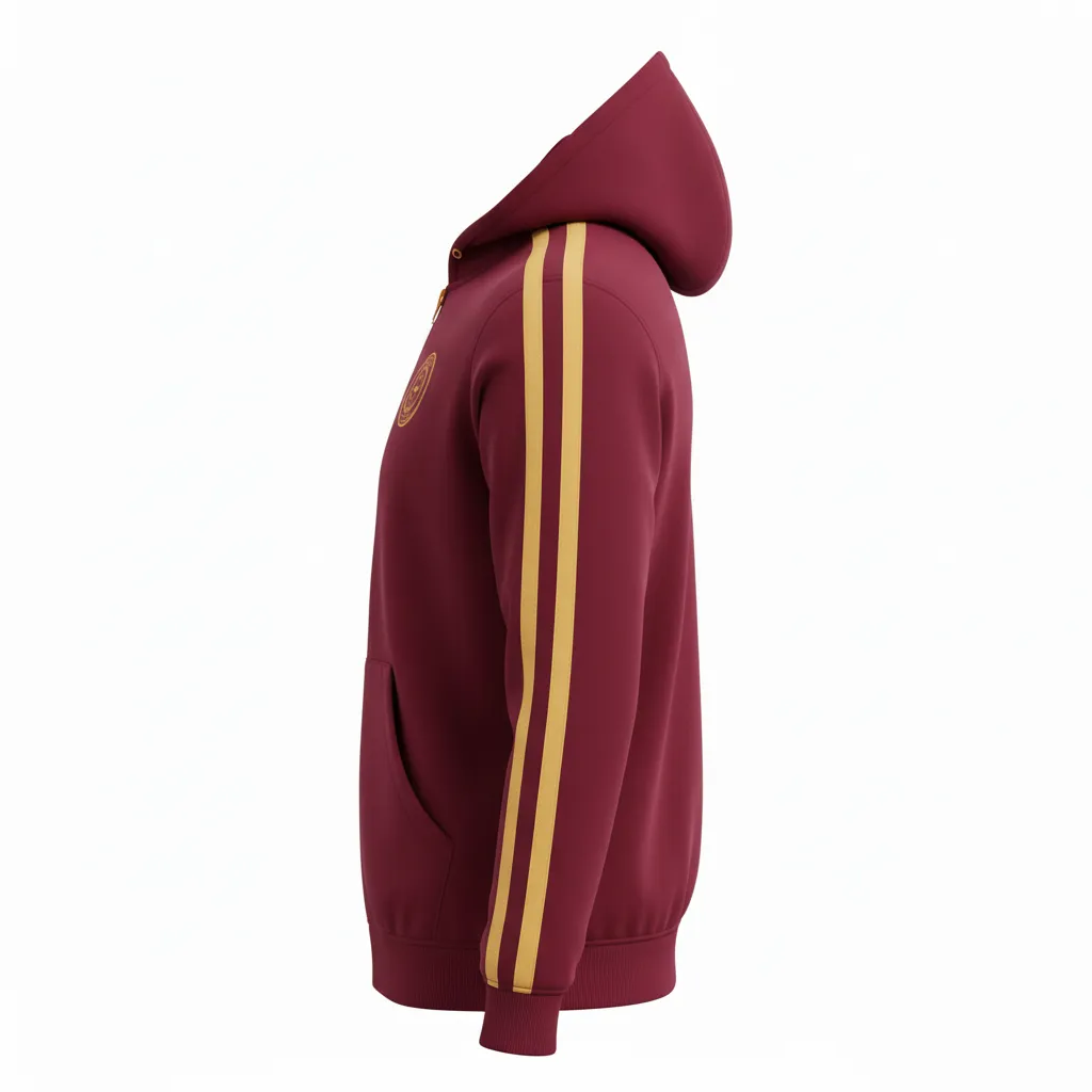 Custom Soccer Full Zip Hoodie - Burgundy, Gold - Fullzip Classic - Side View - Kinexa Sportswear