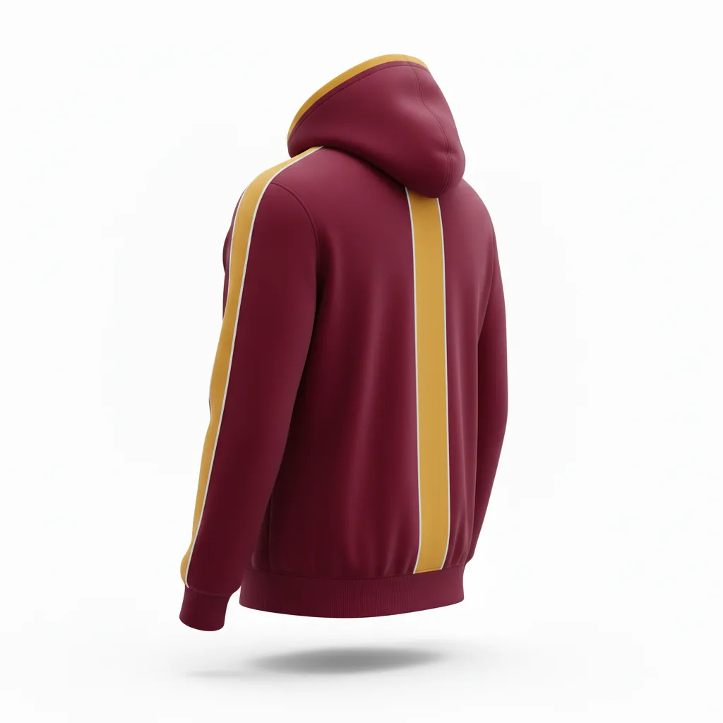 Custom Soccer Full Zip Hoodie - Burgundy, Gold, White - Fullzip Classic - Back View - Kinexa Sportswear