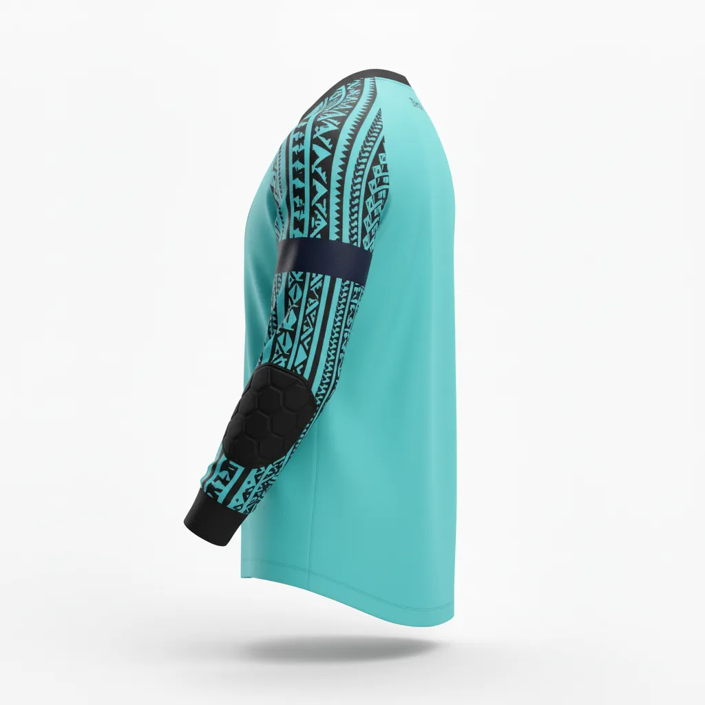 Custom Soccer Goalkeeper Jersey - Black - Aqua Tribal - Back View - Kinexa Sportswear
