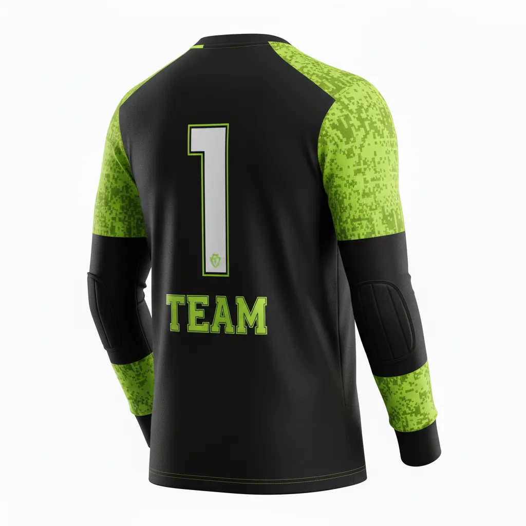 Custom Soccer Goalkeeper Jersey - Black, Green - Neon Digital - Back View - Kinexa Sportswear