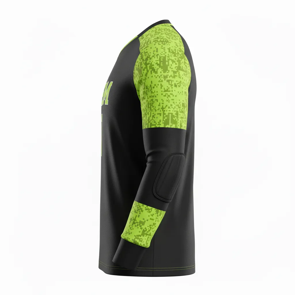 Custom Soccer Goalkeeper Jersey - Black, Green - Neon Digital - Side View - Kinexa Sportswear