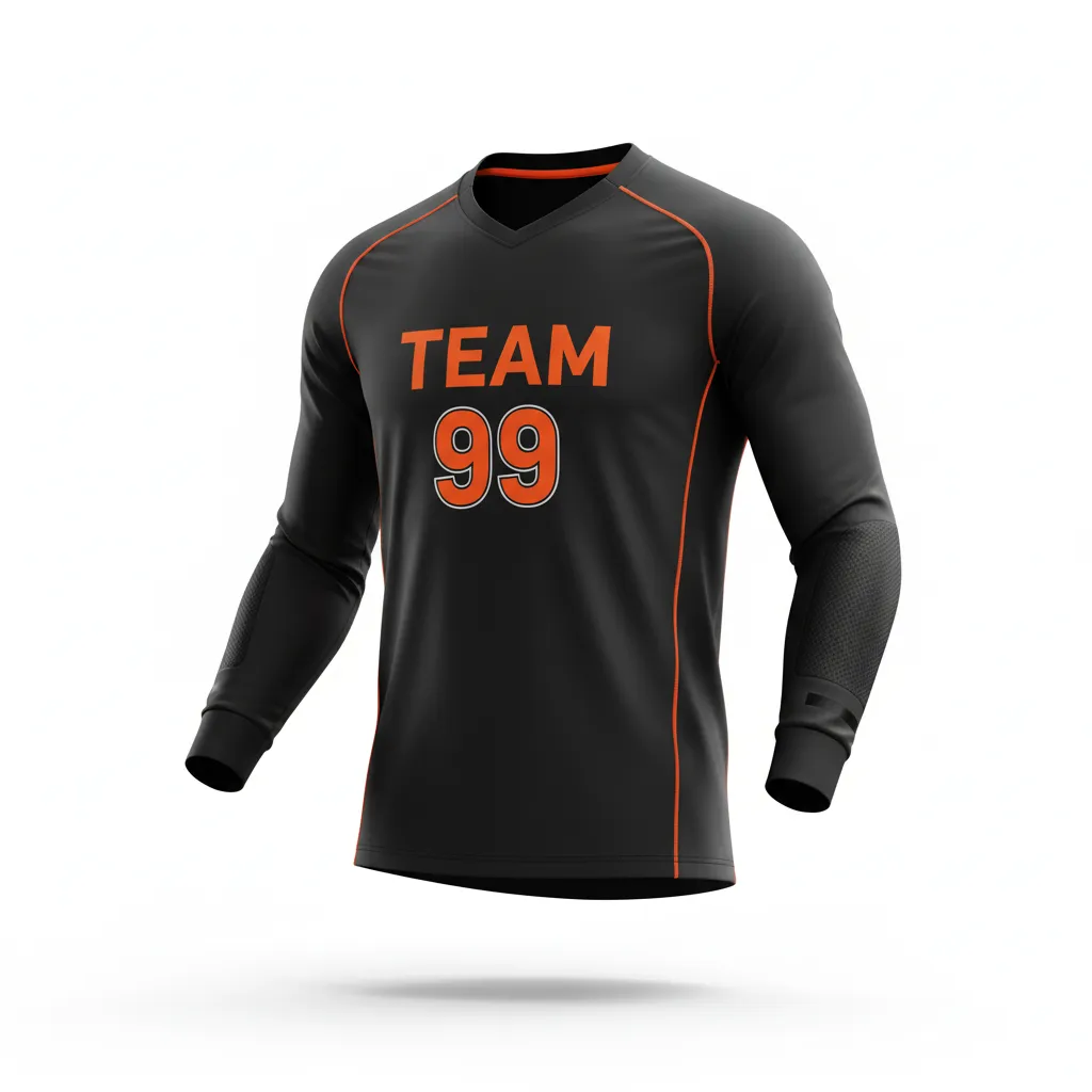 Custom Soccer Goalkeeper Jersey - Black, Orange - Neon Accent - Front View - Kinexa Sportswear