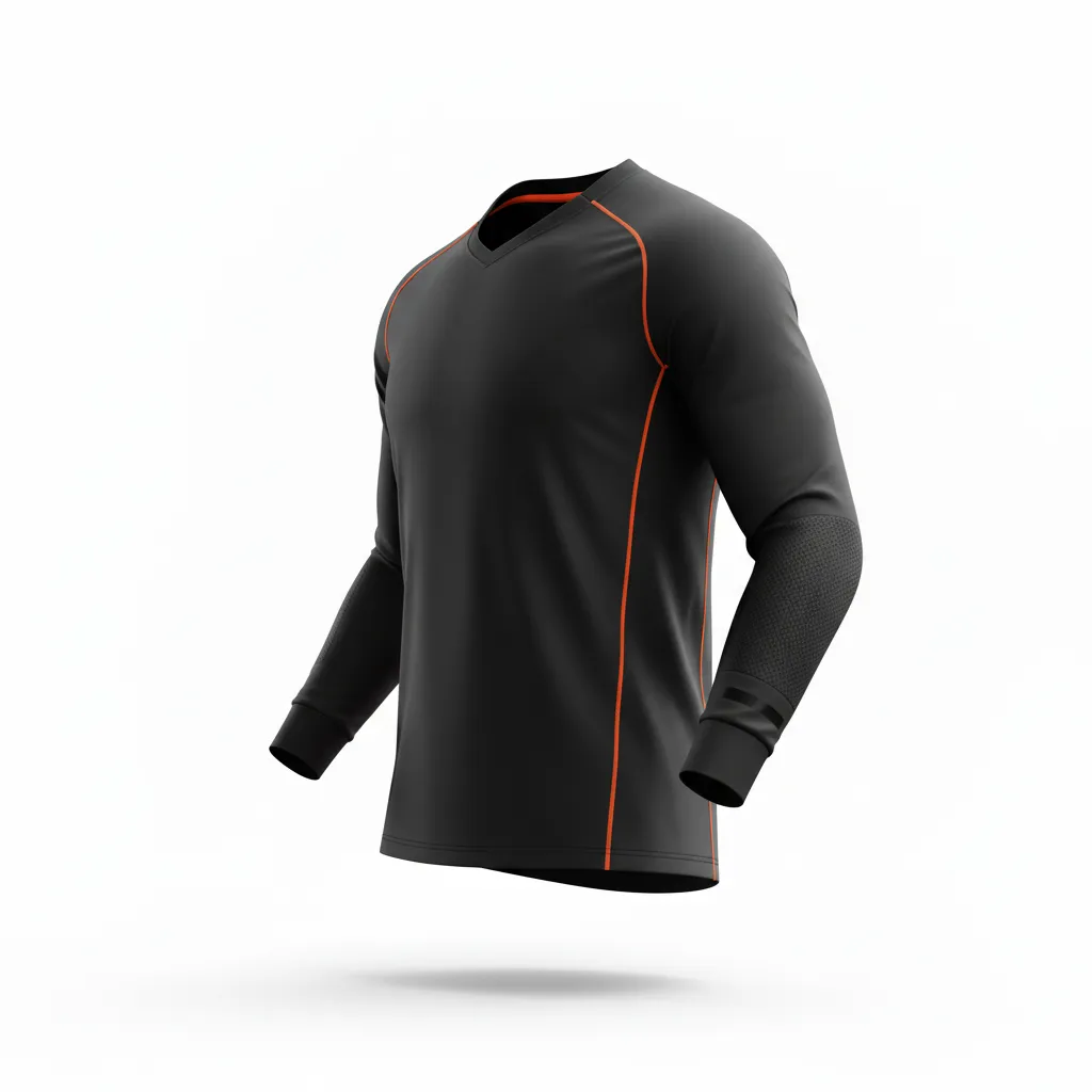 Custom Soccer Goalkeeper Jersey - Black, Orange - Neon Accent - Side View - Kinexa Sportswear