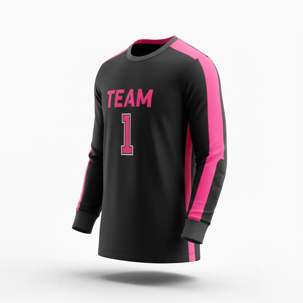 Custom Soccer Goalkeeper Jersey - Black, Pink - Neon Accent - Front View - Kinexa Sportswear