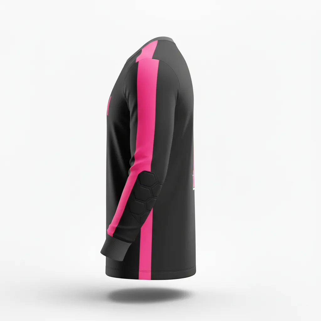 Custom Soccer Goalkeeper Jersey - Black, Pink - Neon Accent - Side View - Kinexa Sportswear