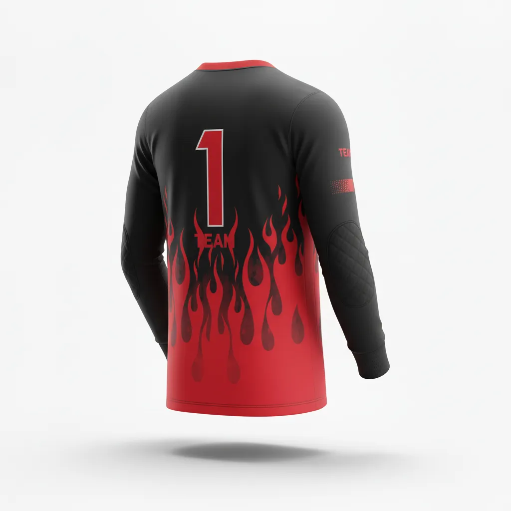 Custom Soccer Goalkeeper Jersey - Black, Red - Flame - Back View - Kinexa Sportswear