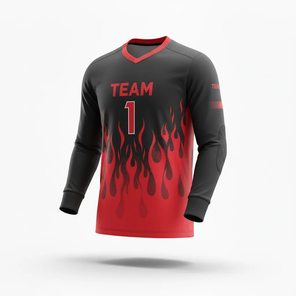 Custom Soccer Goalkeeper Jersey - Black, Red - Flame - Front View - Kinexa Sportswear