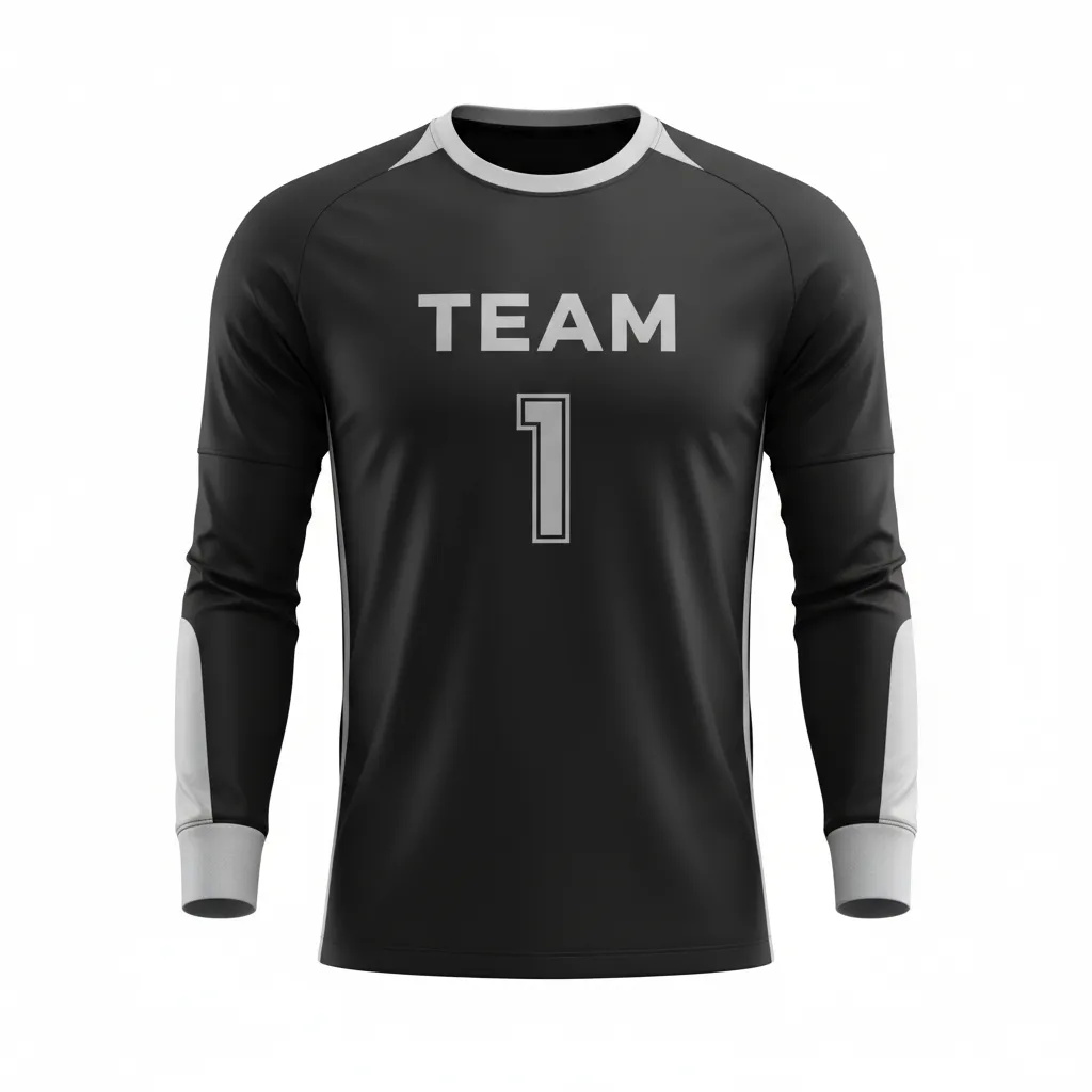 Custom Soccer Goalkeeper Jersey - Black, Silver - Metallic - Front View - Kinexa Sportswear