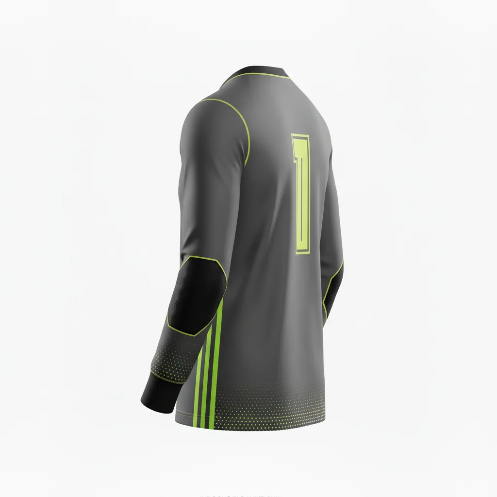 Custom Soccer Goalkeeper Jersey - Green - Charcoal Neon Edge - Back View - Kinexa Sportswear