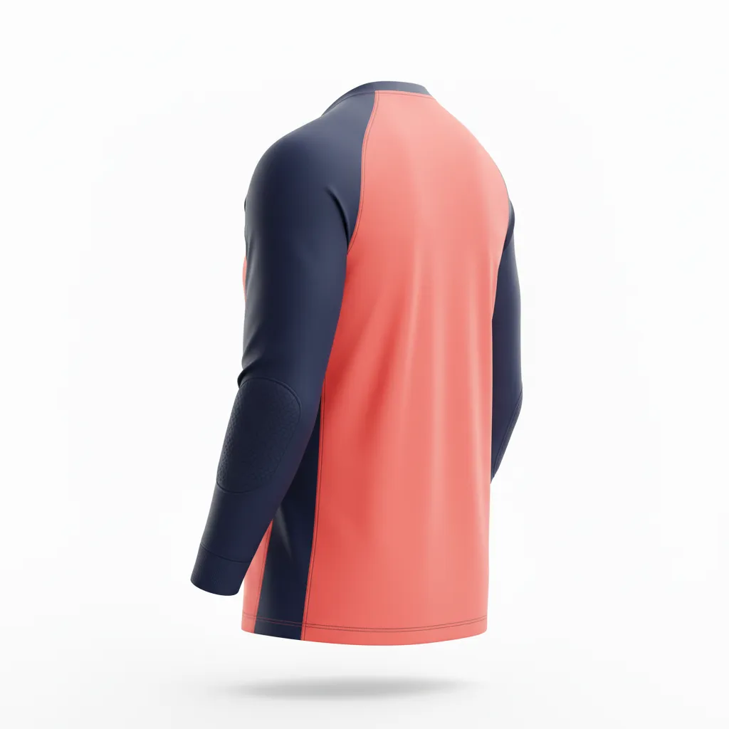 Custom Soccer Goalkeeper Jersey - Navy - Coral Contrast - Back View - Kinexa Sportswear
