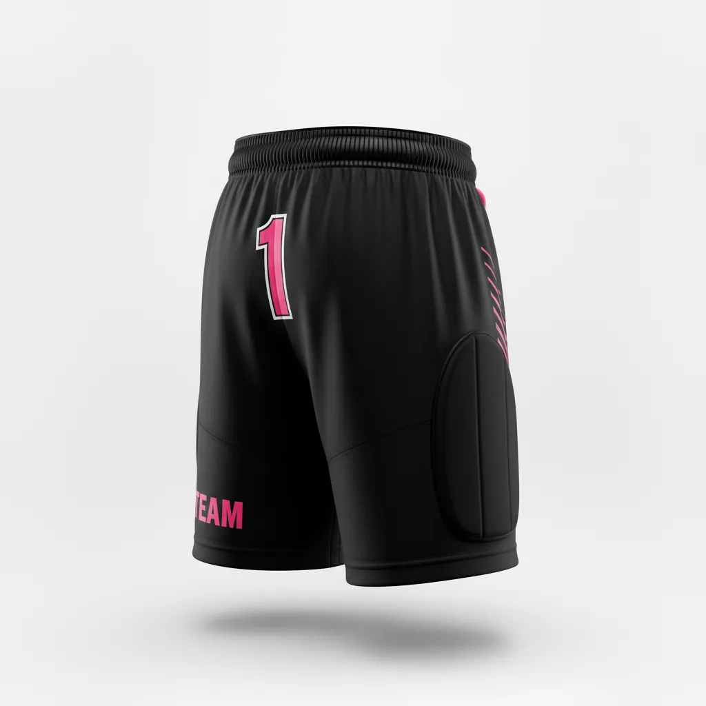 Custom Soccer Goalkeeper Padded Shorts - Black, Pink - Neon Accent - Back View - Kinexa Sportswear