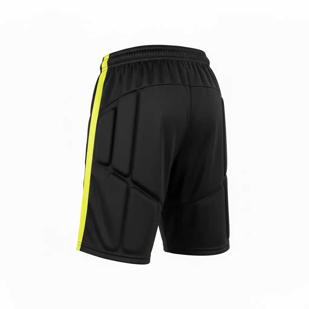 Custom Soccer Goalkeeper Padded Shorts - Black, Yellow - Neon - Back View - Kinexa Sportswear
