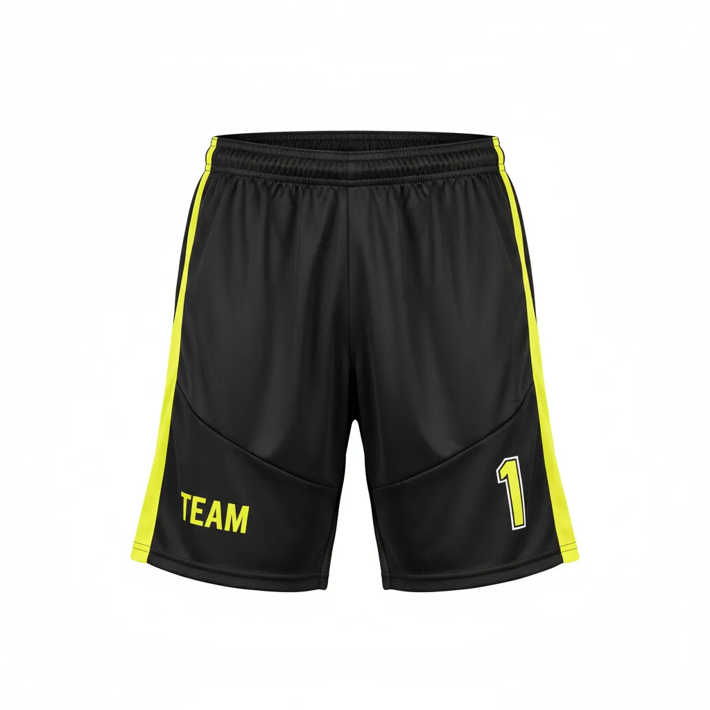 Custom Soccer Goalkeeper Padded Shorts - Black, Yellow - Neon - Front View - Kinexa Sportswear