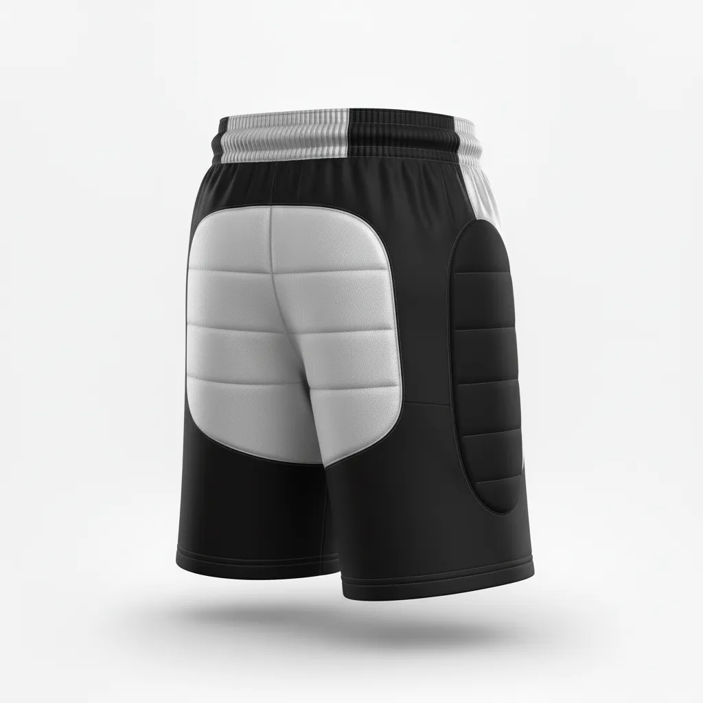 Custom Soccer Goalkeeper Padded Shorts - Black, Silver - Metallic - Back View - Kinexa Sportswear