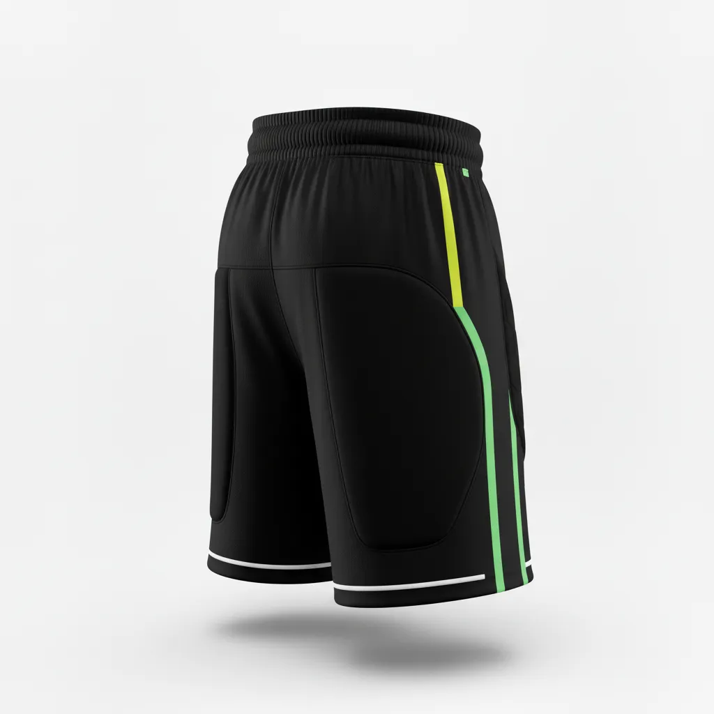 Custom Soccer Goalkeeper Padded Shorts - Black, White - Minimalist - Back View - Kinexa Sportswear