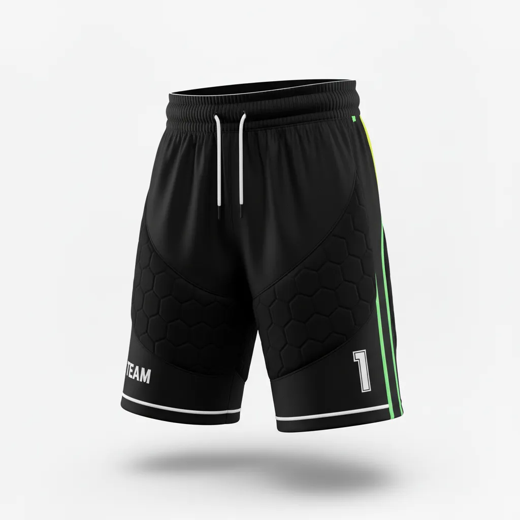Custom Soccer Goalkeeper Padded Shorts - Black, White - Minimalist - Front View - Kinexa Sportswear