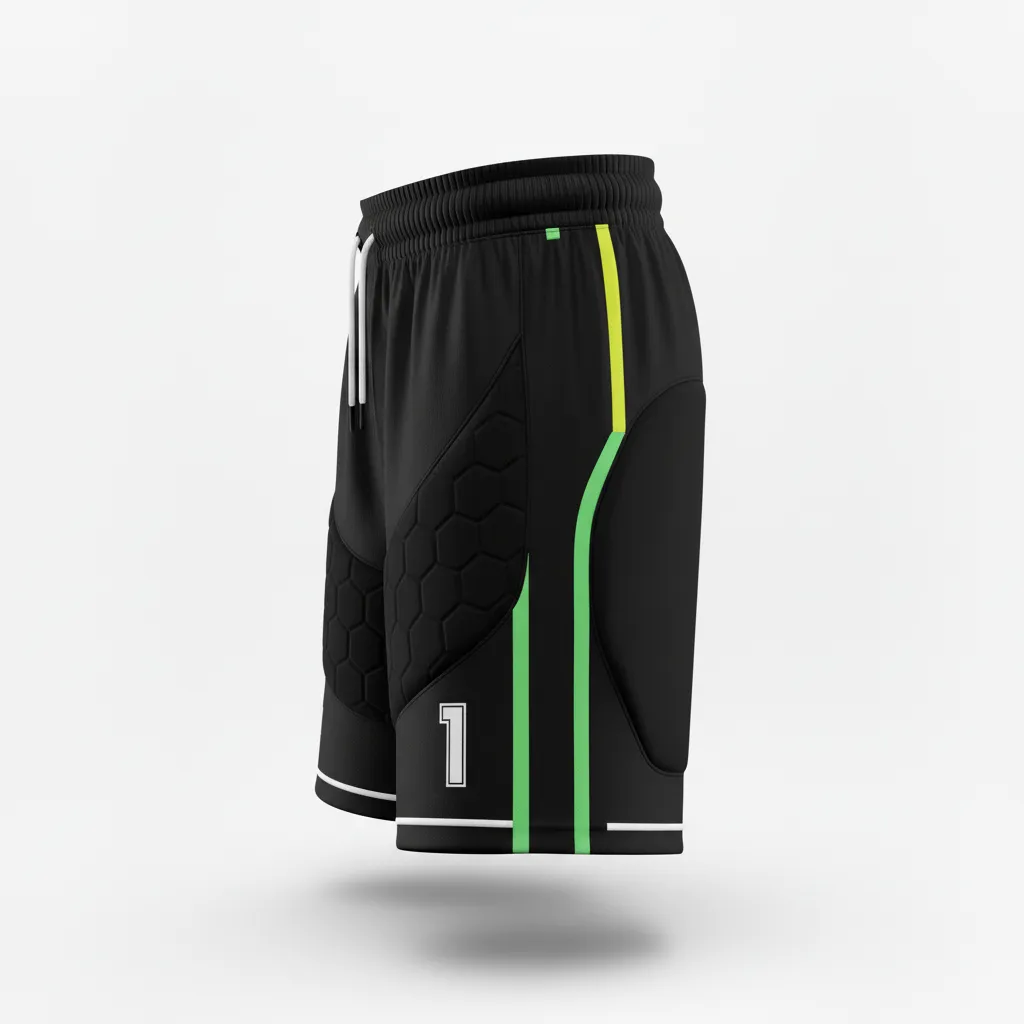 Custom Soccer Goalkeeper Padded Shorts - Black, White - Minimalist - Side View - Kinexa Sportswear