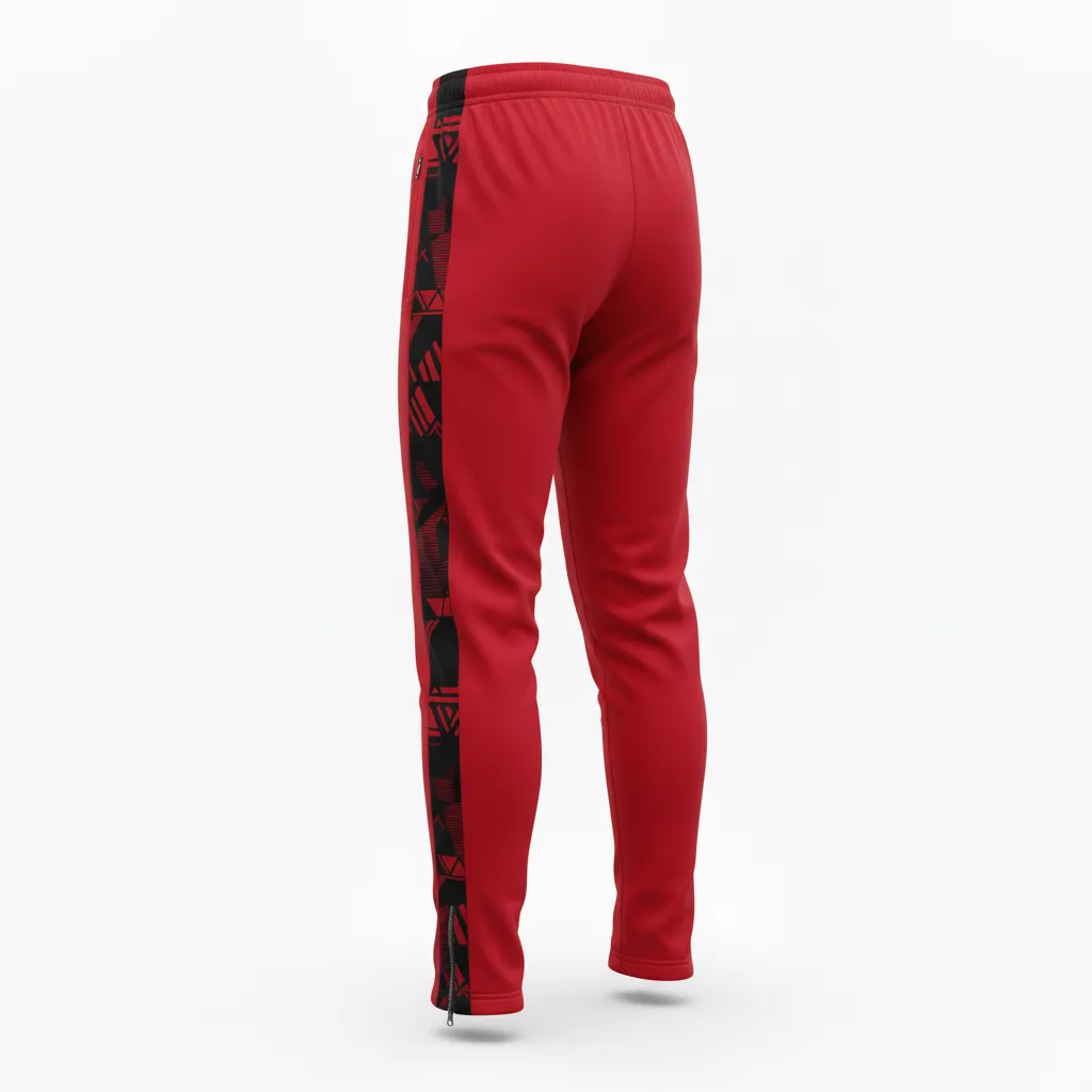 Custom Soccer Jogger Pant - Red, Black - Athletic Panels - Back View - Kinexa Sportswear