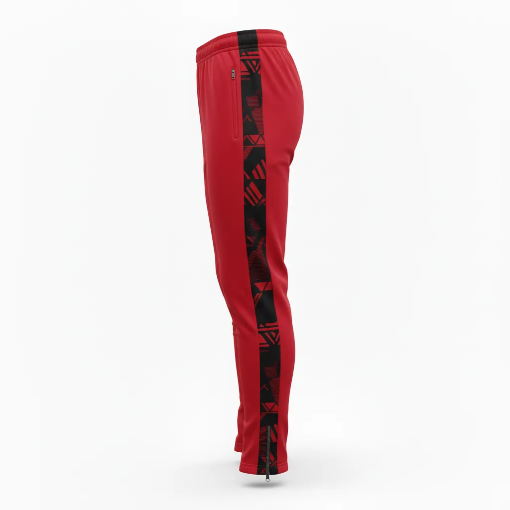 Custom Soccer Jogger Pant - Red, Black - Athletic Panels - Side View - Kinexa Sportswear