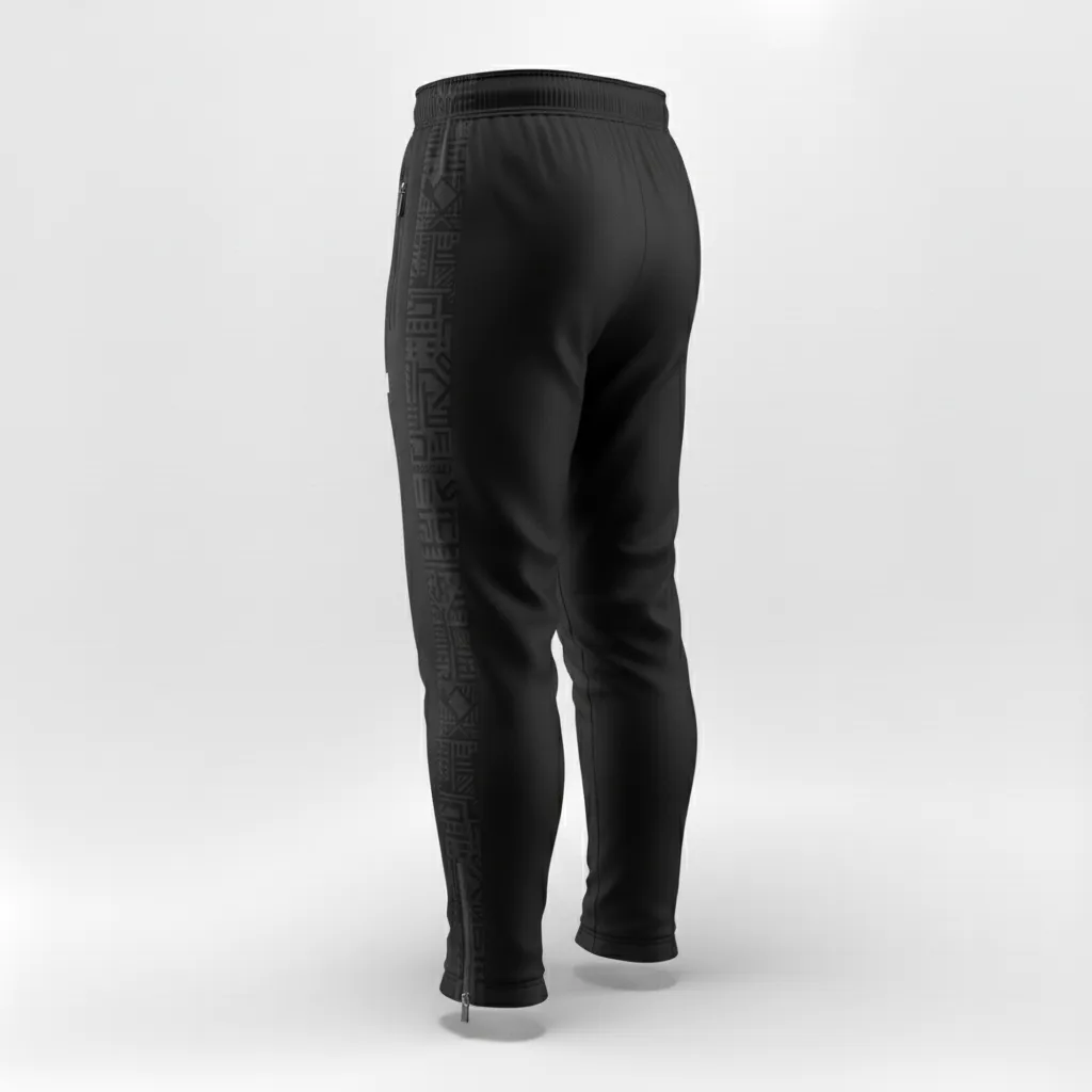 Custom Soccer Jogger Pant - Black, Grey - Side Stripes - Back View - Kinexa Sportswear