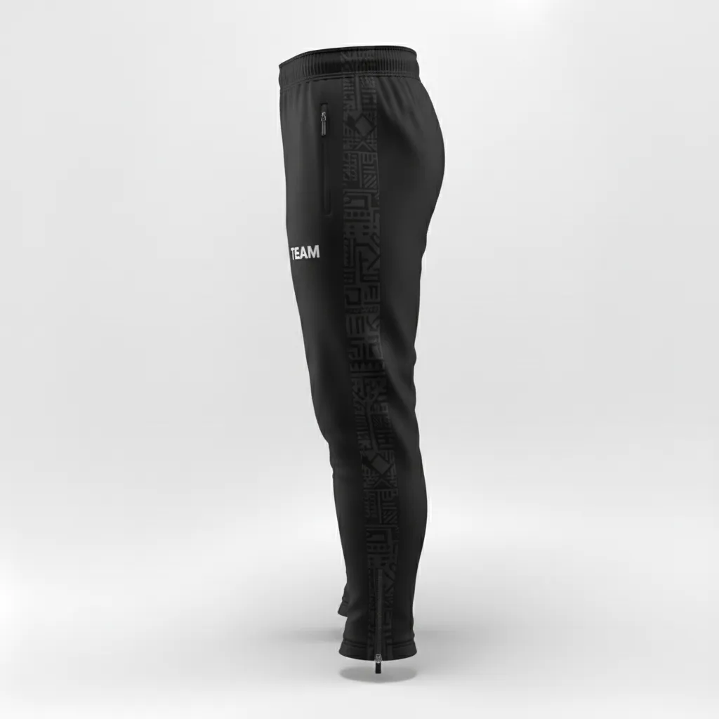 Custom Soccer Jogger Pant - Black, Grey - Side Stripes - Side View - Kinexa Sportswear