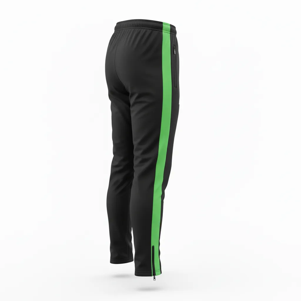Custom Soccer Jogger Pant - Black, Green - Neon Accent - Back View - Kinexa Sportswear