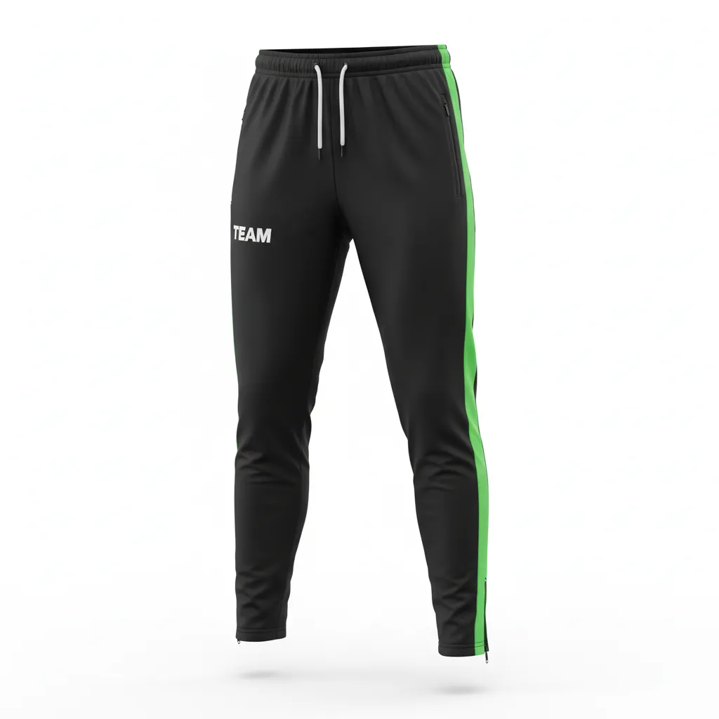 Custom Soccer Jogger Pant - Black, Green - Neon Accent - Front View - Kinexa Sportswear