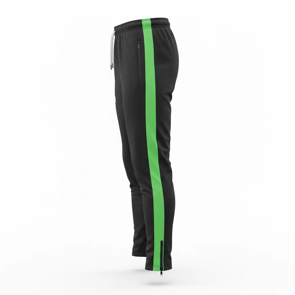 Custom Soccer Jogger Pant - Black, Green - Neon Accent - Side View - Kinexa Sportswear