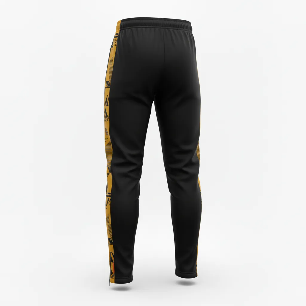 Custom Soccer Jogger Pant - Black, Gold - Vegas Accent - Back View - Kinexa Sportswear