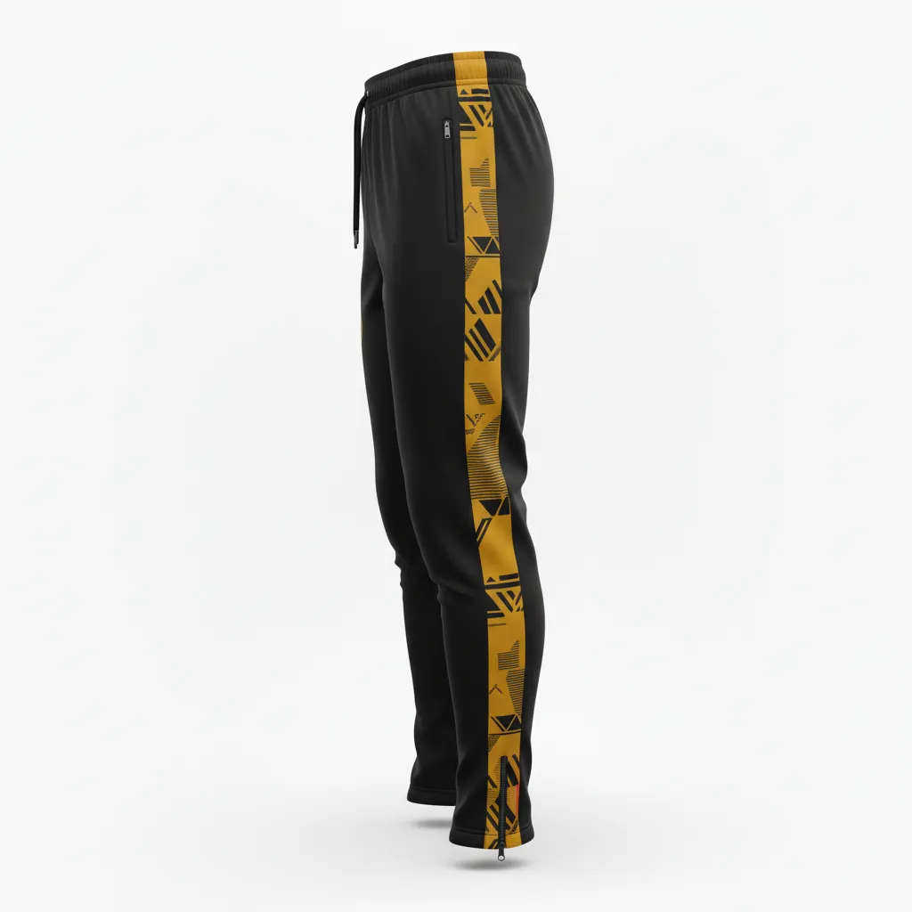 Custom Soccer Jogger Pant - Black, Gold - Vegas Accent - Side View - Kinexa Sportswear