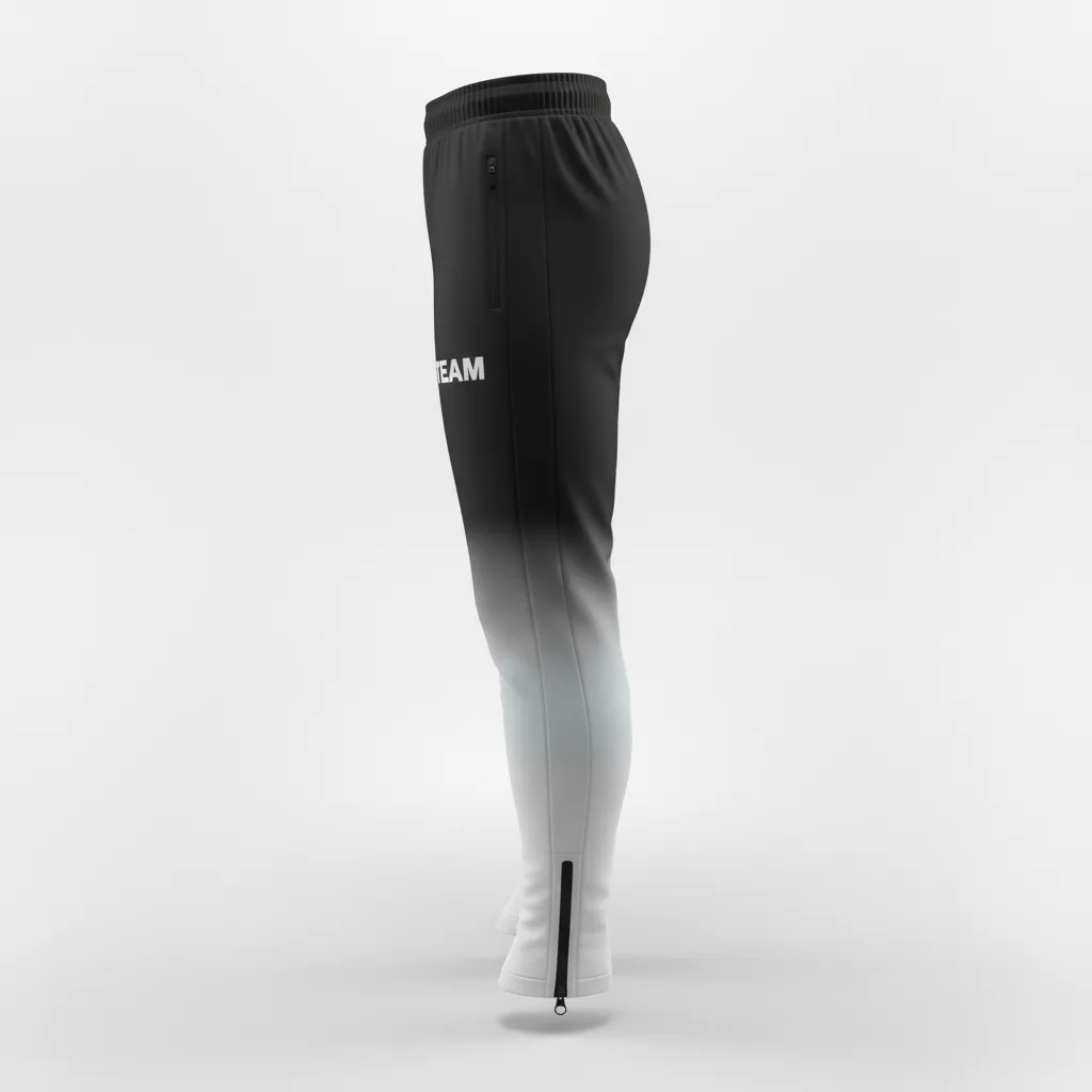 Custom Soccer Jogger Pant - Black, White - Panels - Side View - Kinexa Sportswear