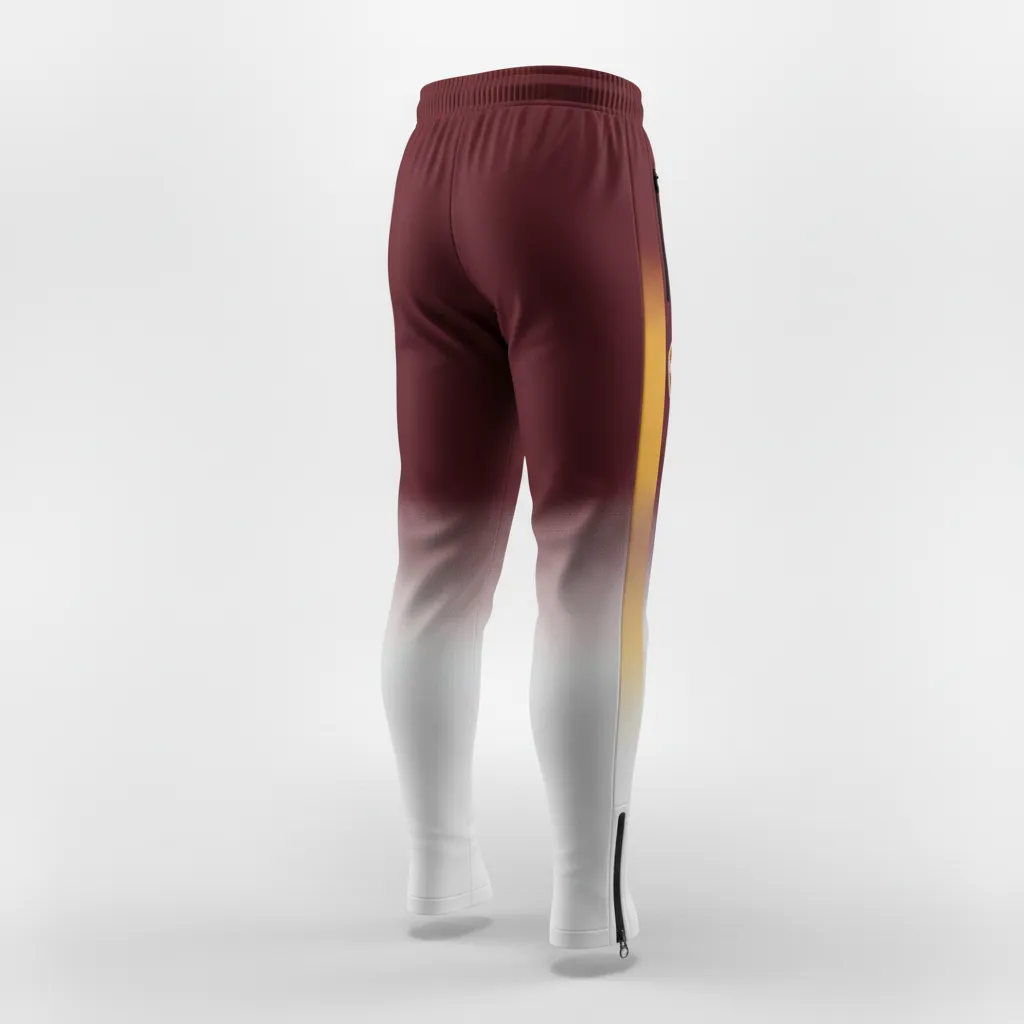 Custom Soccer Jogger Pant - Burgundy, Gold - Accent - Back View - Kinexa Sportswear