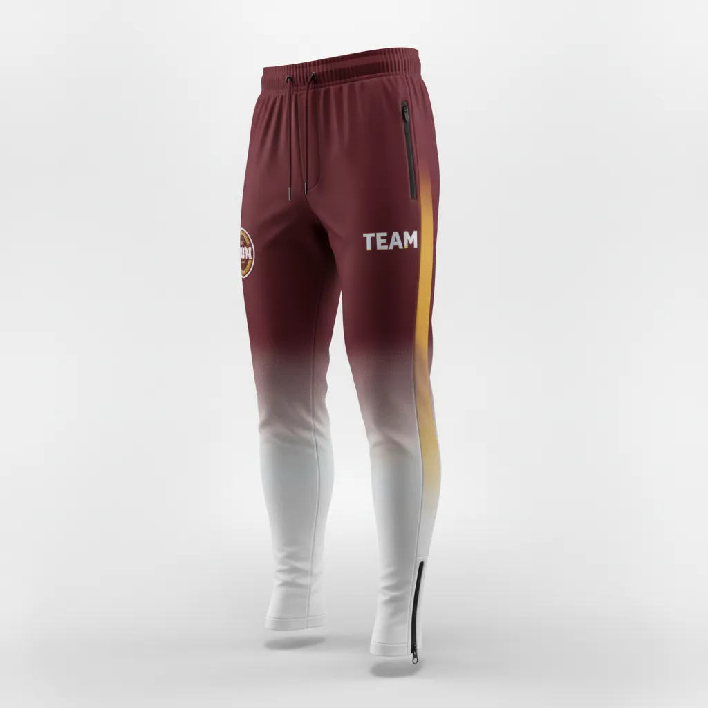 Custom Soccer Jogger Pant - Burgundy, Gold - Accent - Front View - Kinexa Sportswear