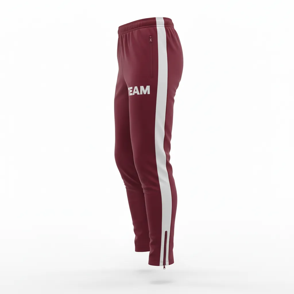 Custom Soccer Jogger Pant - Burgundy, White - Panels - Side View - Kinexa Sportswear