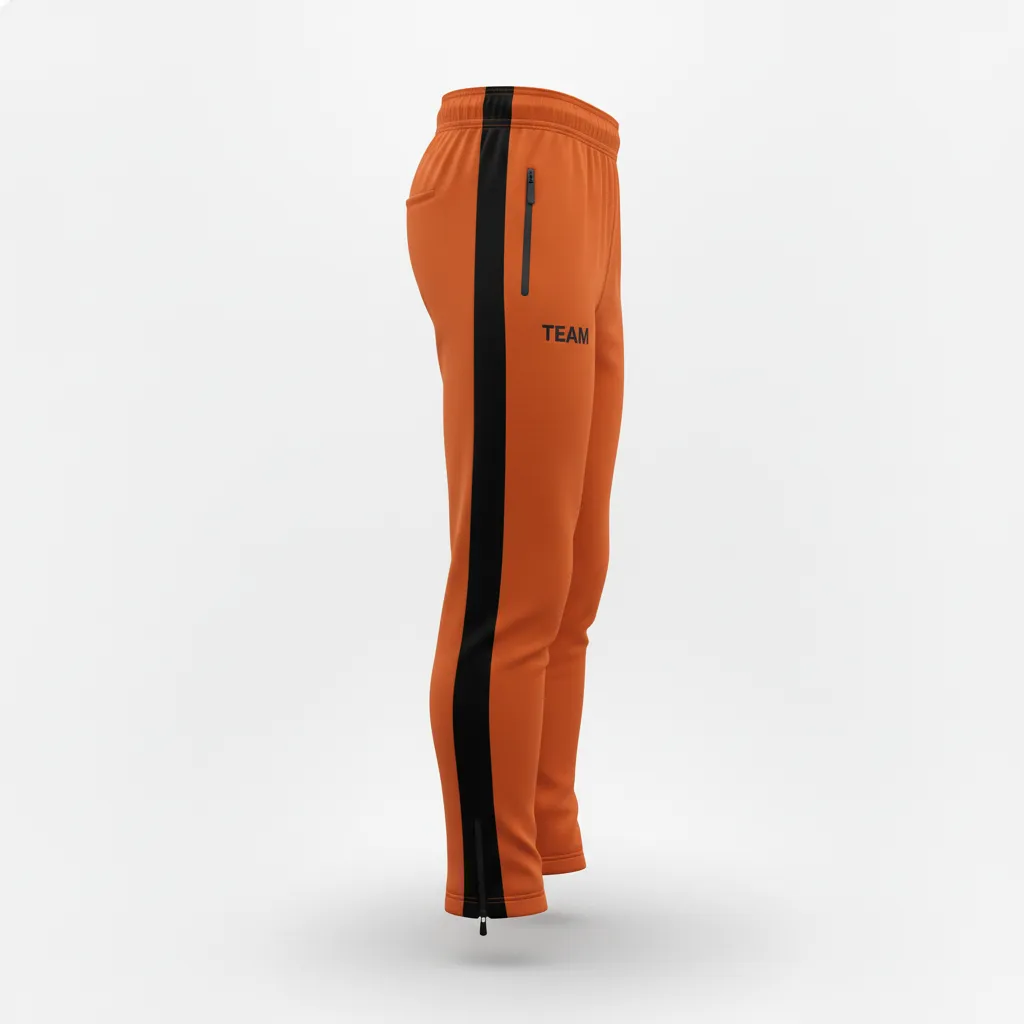 Custom Soccer Jogger Pant - Burnt, Orange, Black - Side Stripes - Side View - Kinexa Sportswear