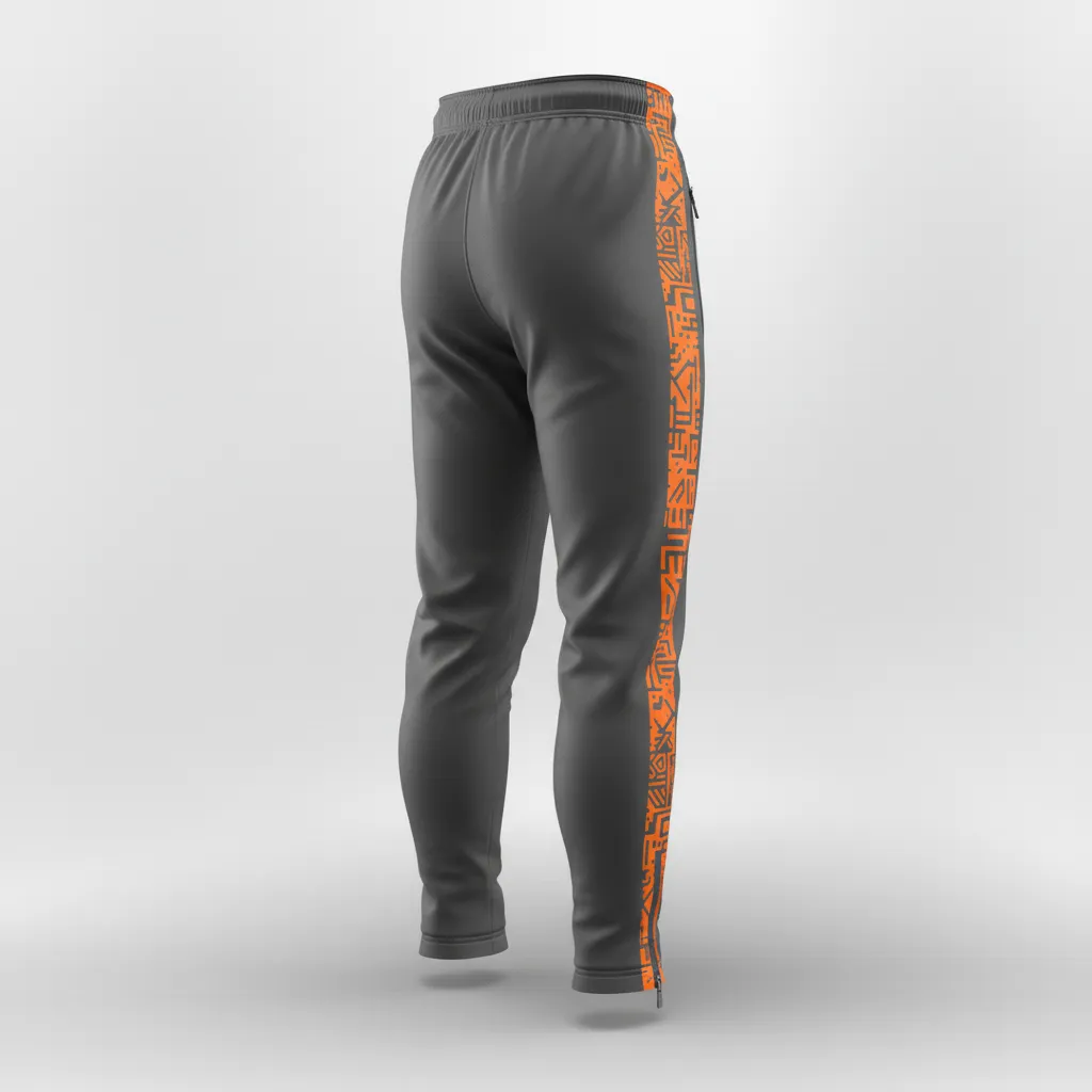 Custom Soccer Jogger Pant - Orange - Charcoal Neon Panels - Back View - Kinexa Sportswear
