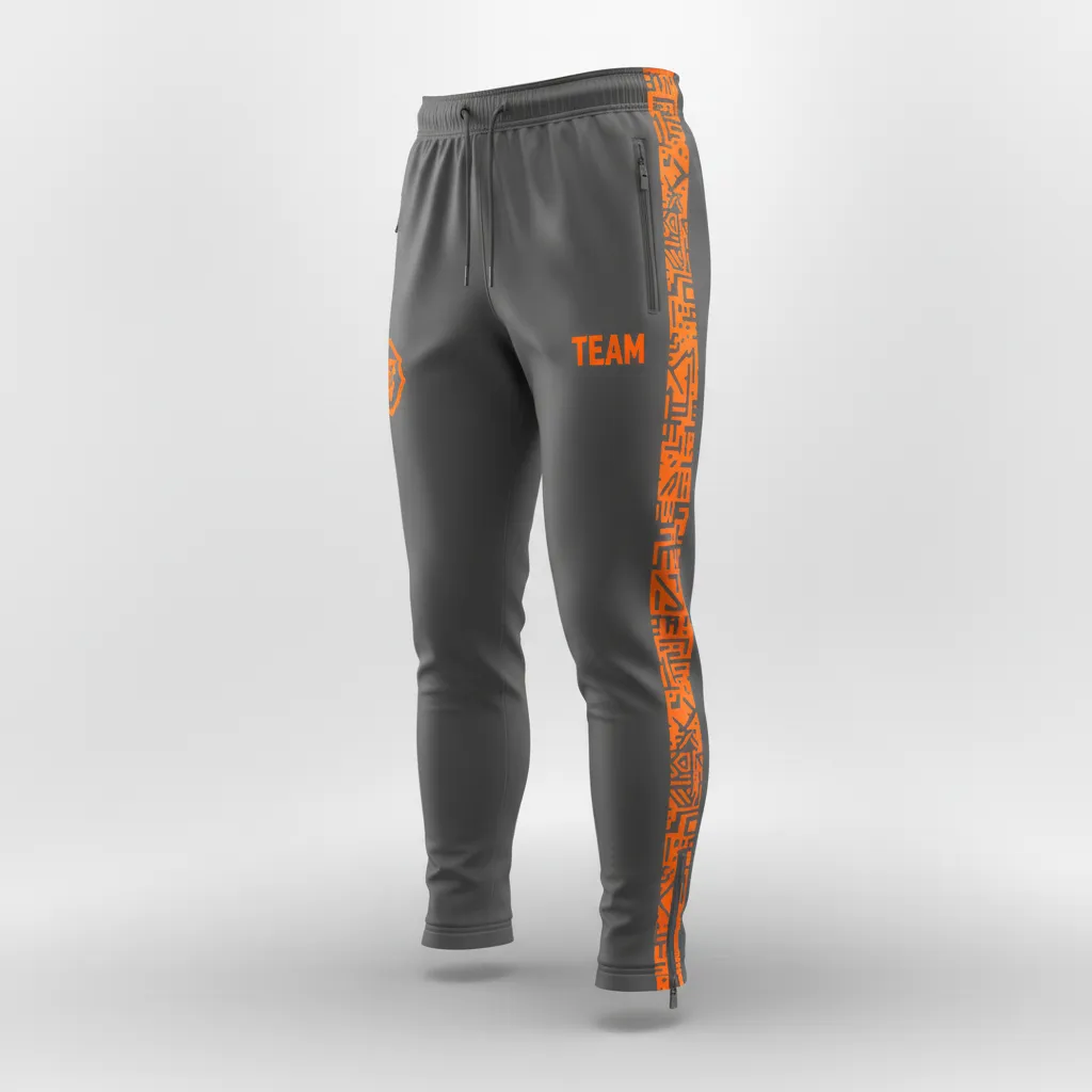 Custom Soccer Jogger Pant - Orange - Charcoal Neon Panels - Front View - Kinexa Sportswear
