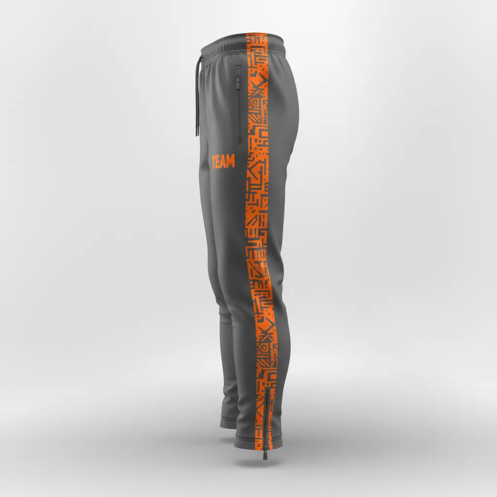 Custom Soccer Jogger Pant - Orange - Charcoal Neon Panels - Side View - Kinexa Sportswear