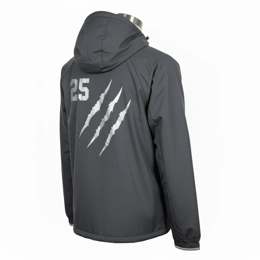 Custom Soccer Lightweight Rain Jacket - Grey, Silver - Lacrosse Windbreaker Charcoal Wolf Pack Hunt - Back View - Kinexa Sportswear