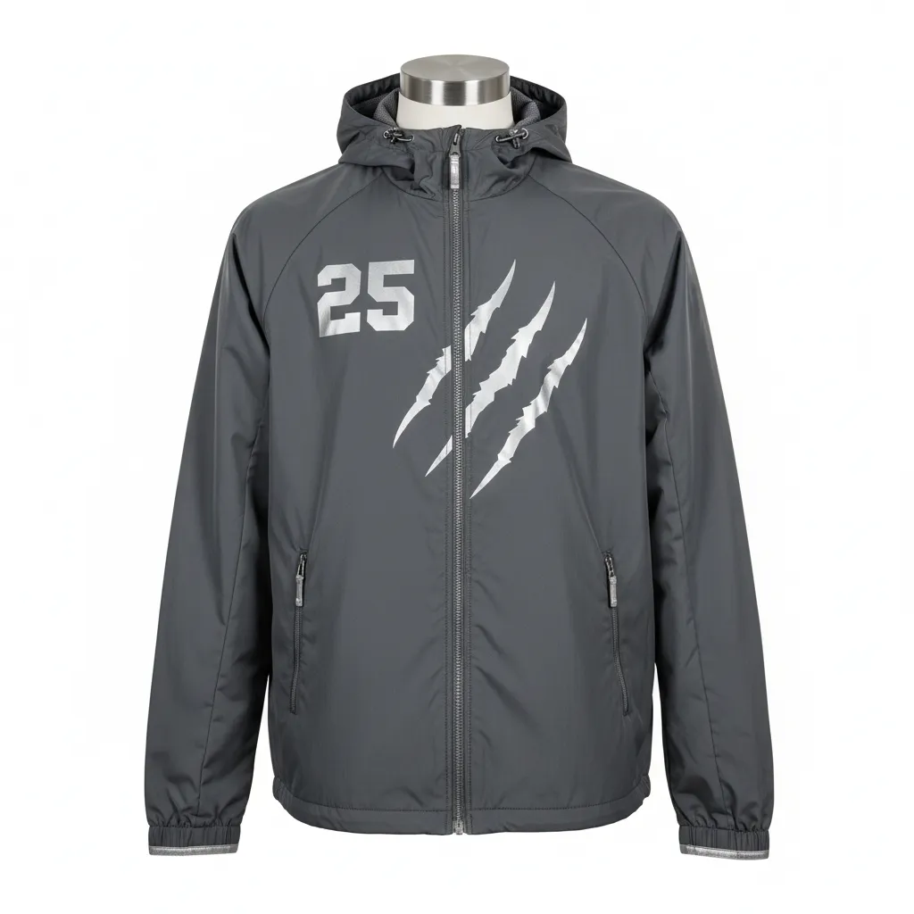 Custom Soccer Lightweight Rain Jacket - Grey, Silver - Lacrosse Windbreaker Charcoal Wolf Pack Hunt - Front View - Kinexa Sportswear