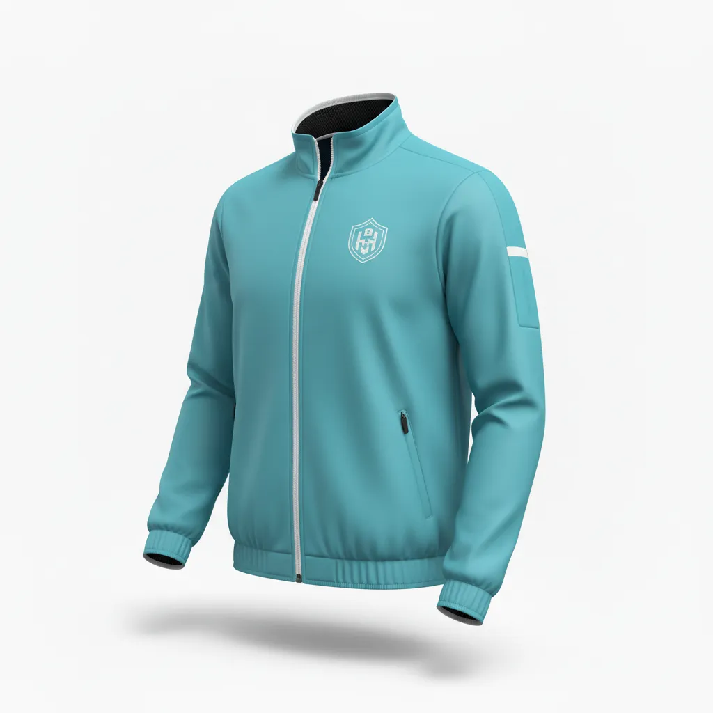 Custom Soccer Lightweight Rain Jacket - White - Windbreaker Aqua - Front View - Kinexa Sportswear