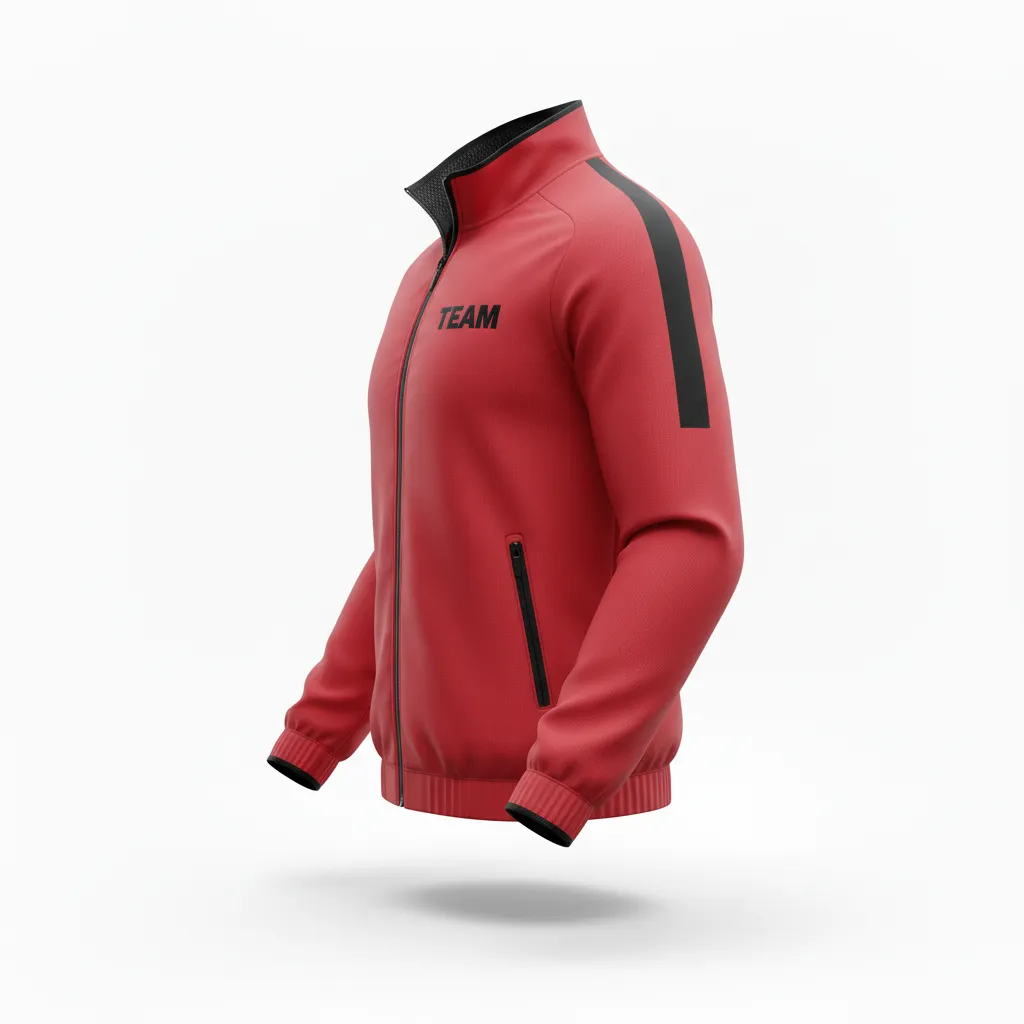 Custom Soccer Lightweight Rain Jacket - Red, Black - Windbreaker Athletic - Side View - Kinexa Sportswear