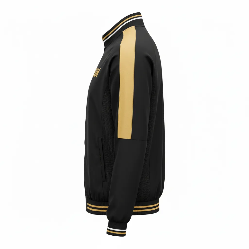 Custom Soccer Lightweight Rain Jacket - Black, Gold, White - Windbreaker - Side View - Kinexa Sportswear