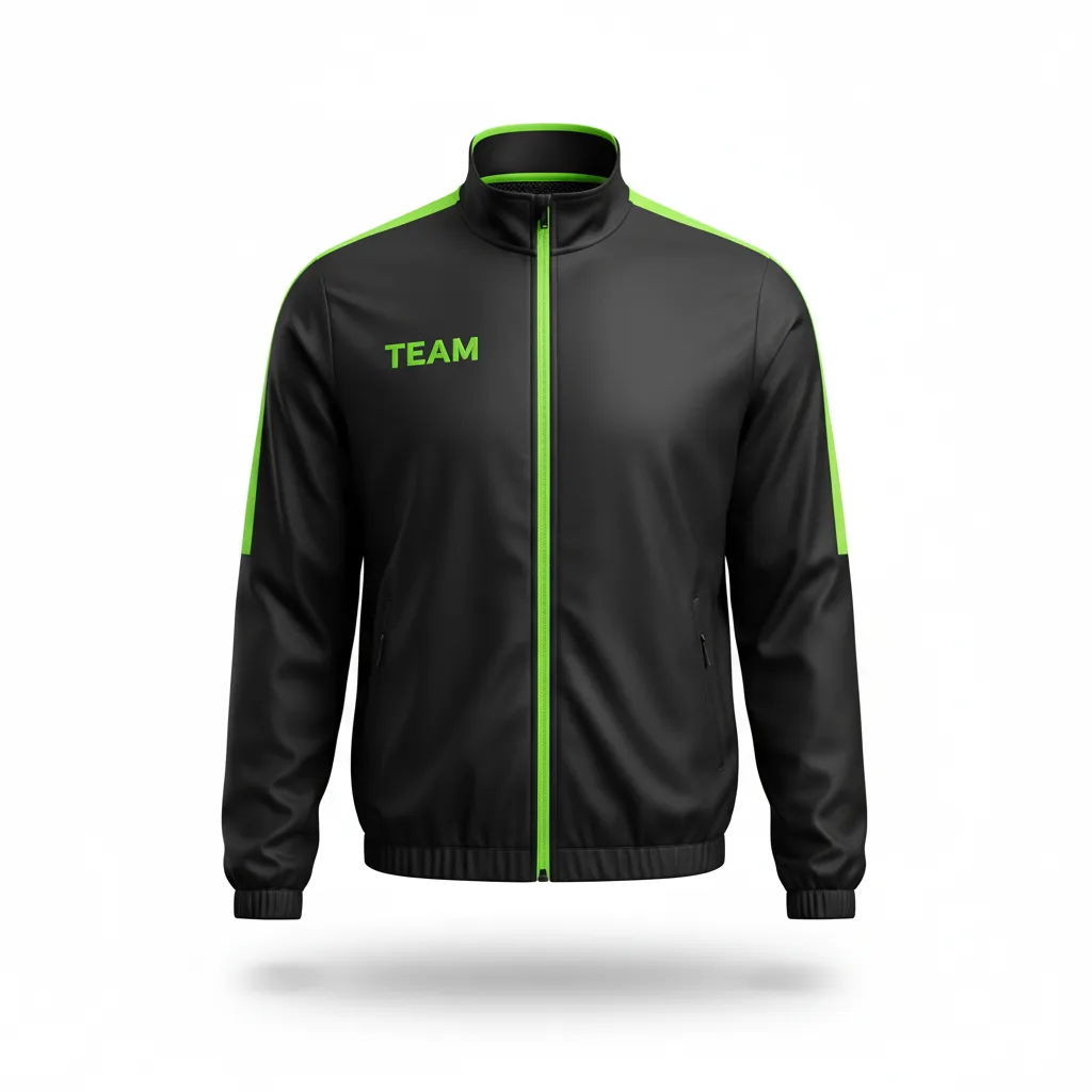 Custom Soccer Lightweight Rain Jacket - Black, Green - Windbreaker Neon - Front View - Kinexa Sportswear